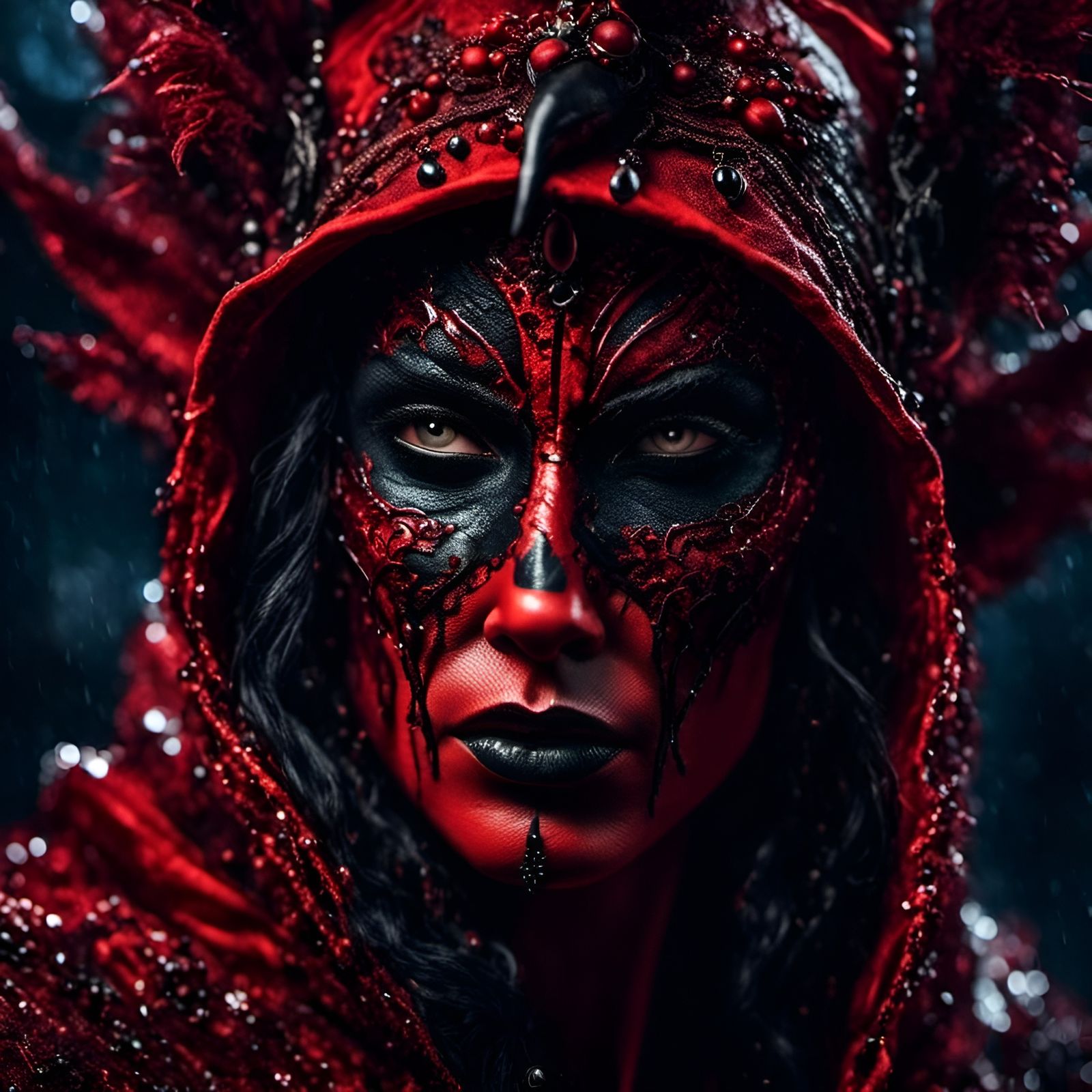 Demonic Rococo Witch Portrait in Photorealistic Style