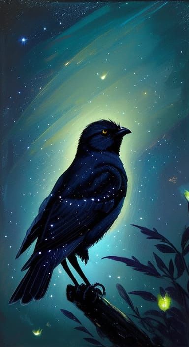 Impressionist Whippoorwill Soars Through Bioluminescent Nigh...