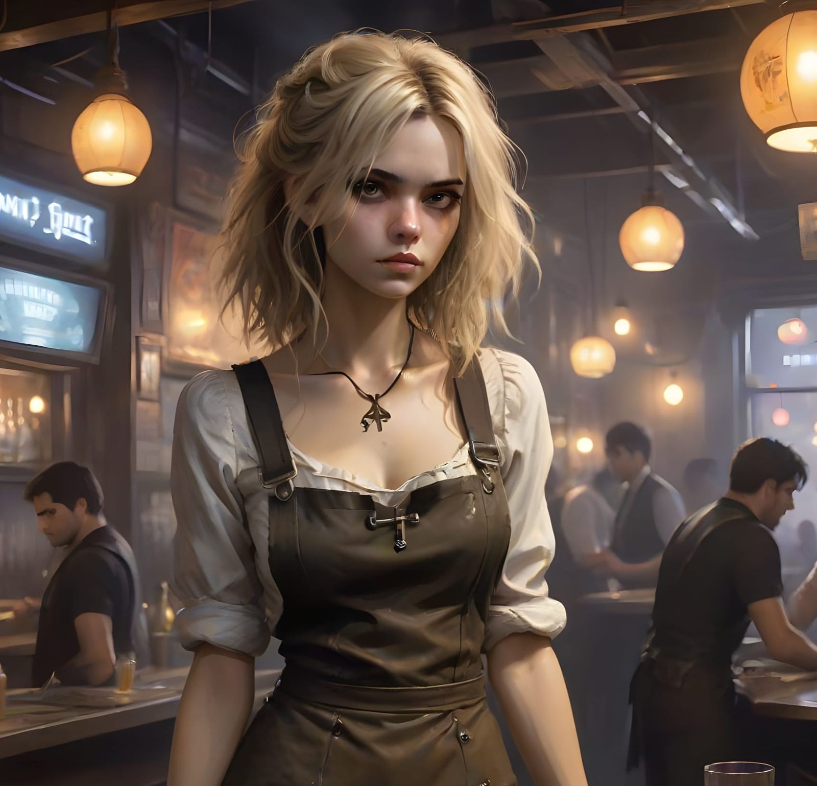 Gritty Urban Fantasy Bartender in a Late-Night Music Venue