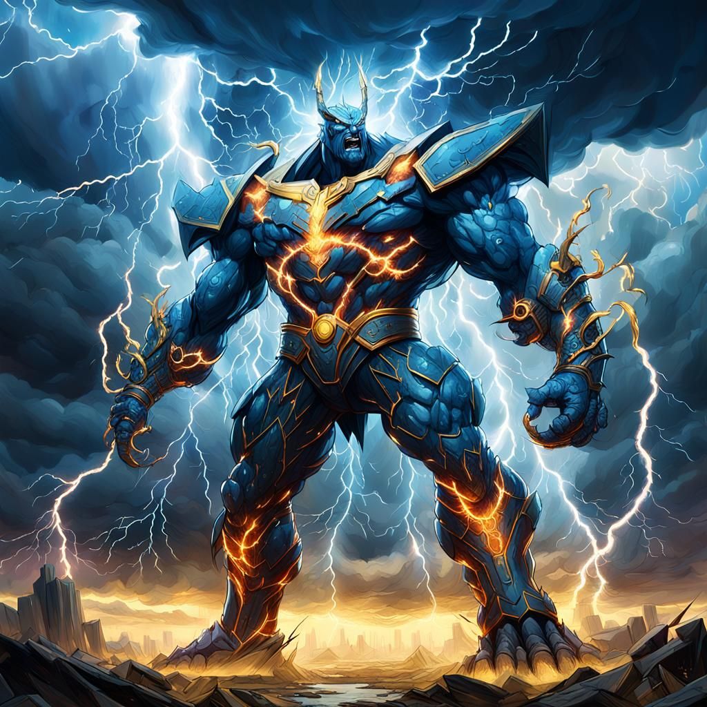 Towering Thunder Overlord in Electrified Landscape