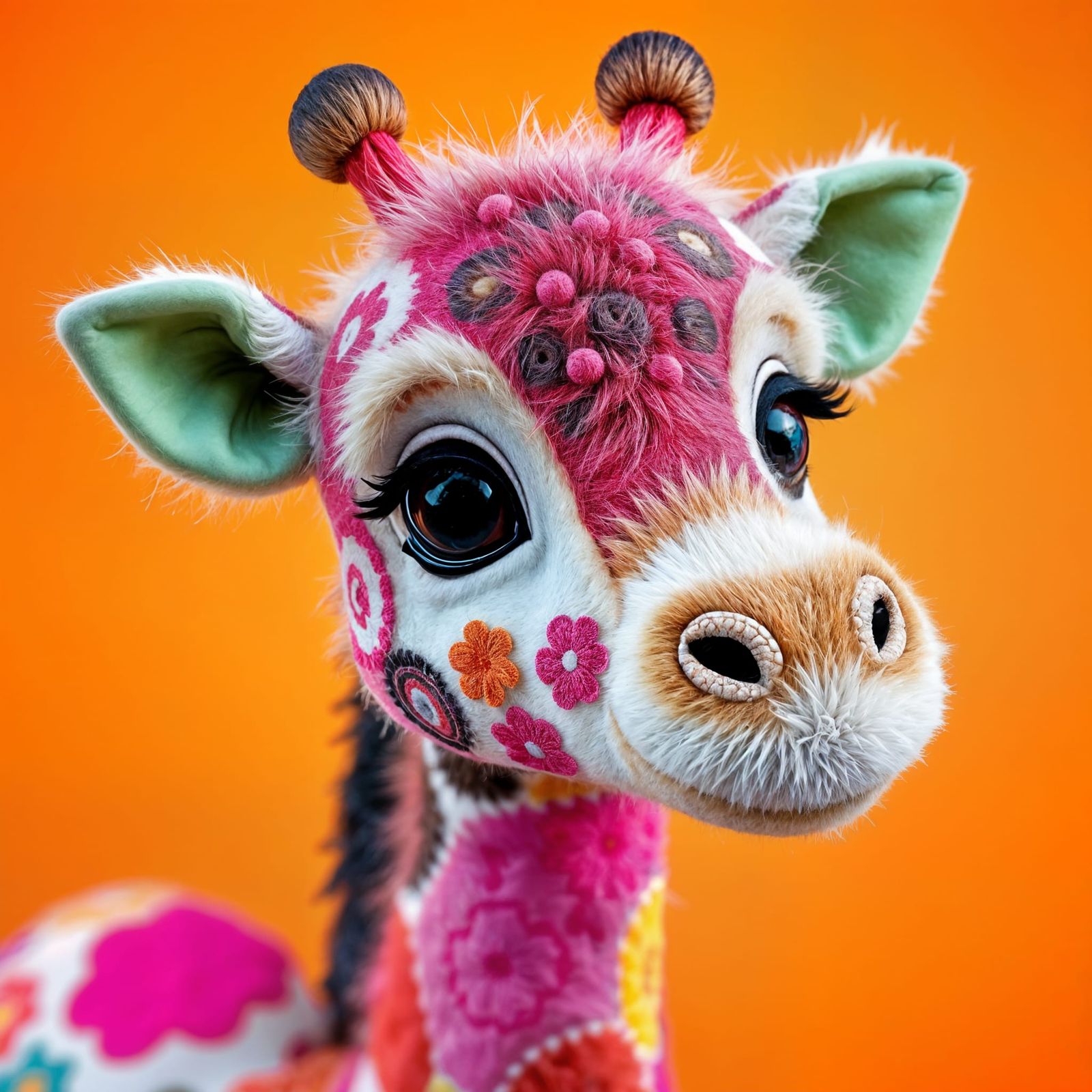 Whimsical Fabric Giraffe in Dreamlike Setting