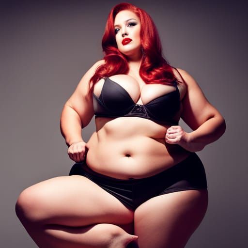 Plus-Size Redhead Gamer in Pin-Up Style