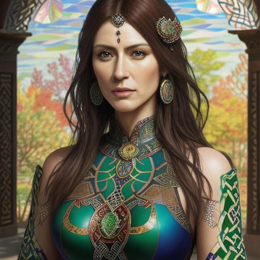 Celtic Fractal Mosaic in Photorealistic Cloisonné Style