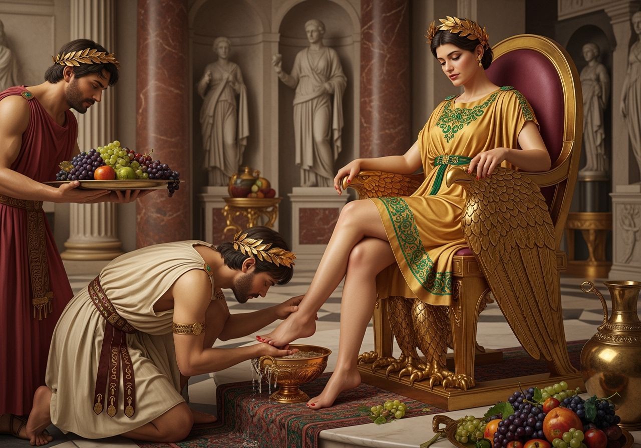 Roman Empress on Golden Eagle Throne, Photorealistic Style