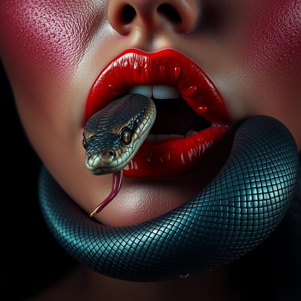 Surreal Goddess Channels Serpent Energy in Hyper-Realistic P...
