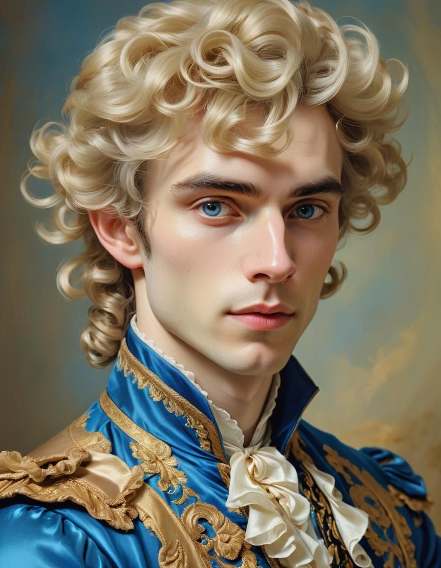 Rococo Portrait of Half-Elf in 18th-Century Style