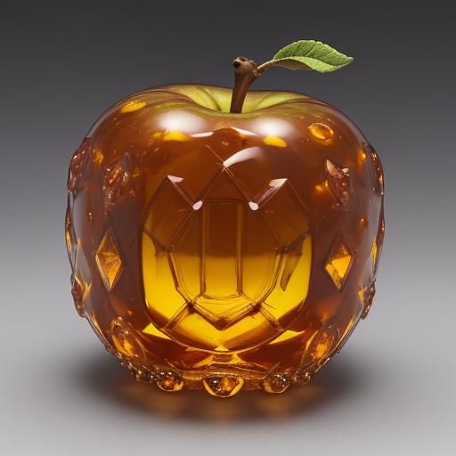 Antique Applique Amber Apple: Detailed AI Art