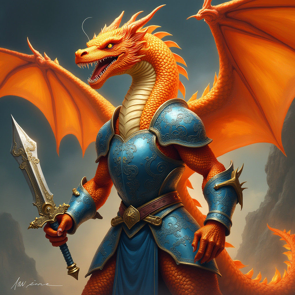 Fire Dragon Hero in Blue Armor