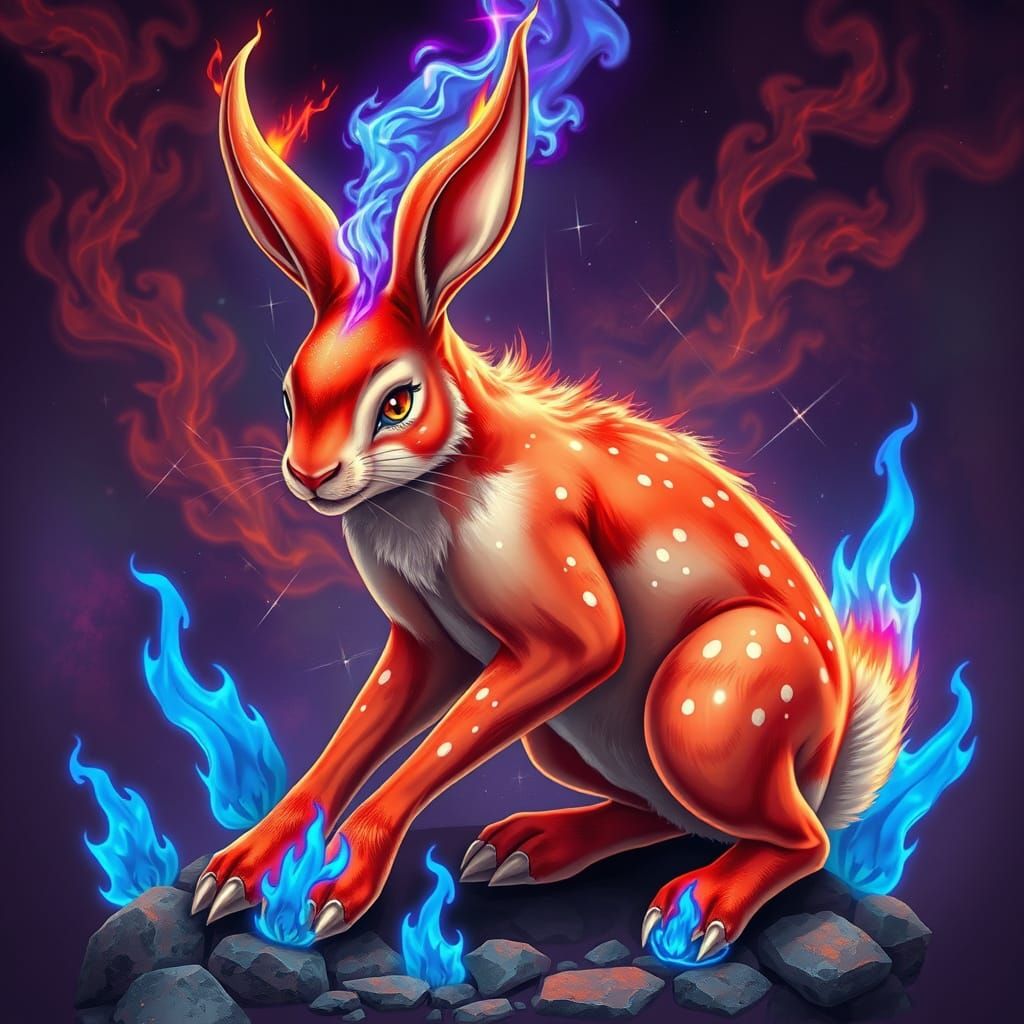 Surreal Fire Spirit in Psychedelic Surrealist Style