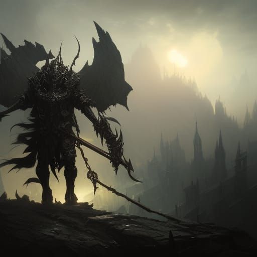 Knight Shadow Dark Monster in Dark Fantasy Style