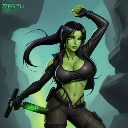 Shego as Action Heroine in Anime Style