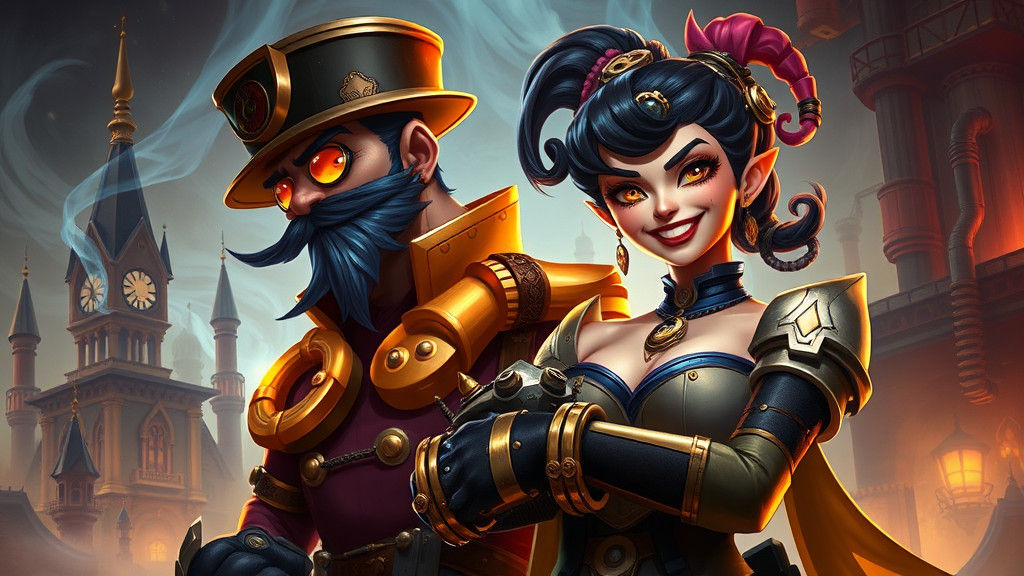 Jinx and Vi in Steampunk Piltover and Zaun