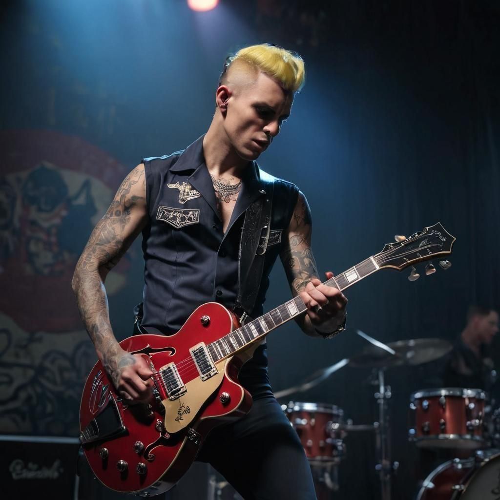 Rockabilly Concert in Full Swing with Vintage Guitar and Vib...