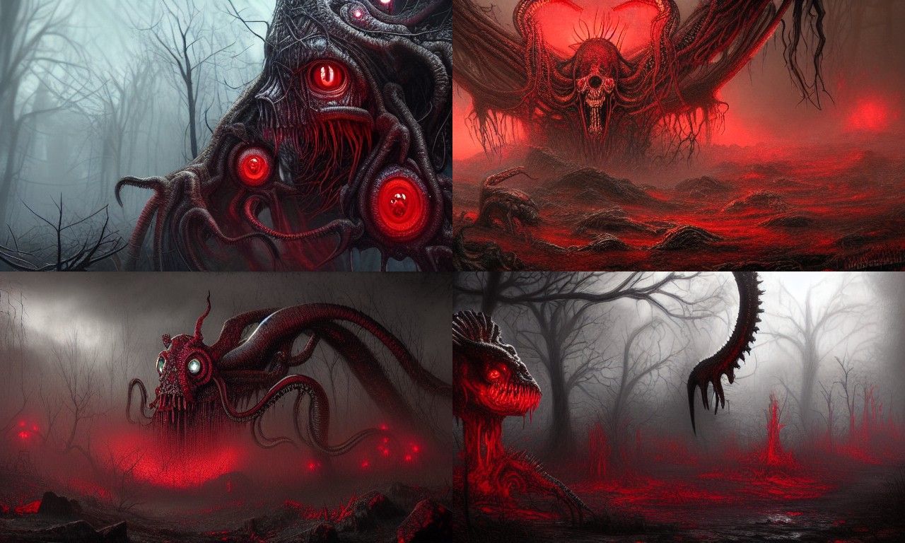 Post-Apocalyptic Elder God in Dark Fantasy Style