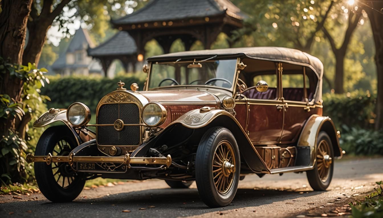 Luxurious Antique Elven Car in Professional Photography Styl...