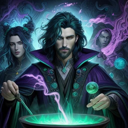 Wizards Brewing Magic Potion in Candyland Style