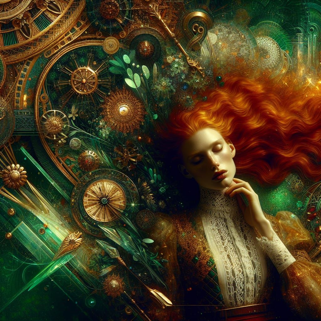 Elegant Woman in Noir Dreamscape Concept Art