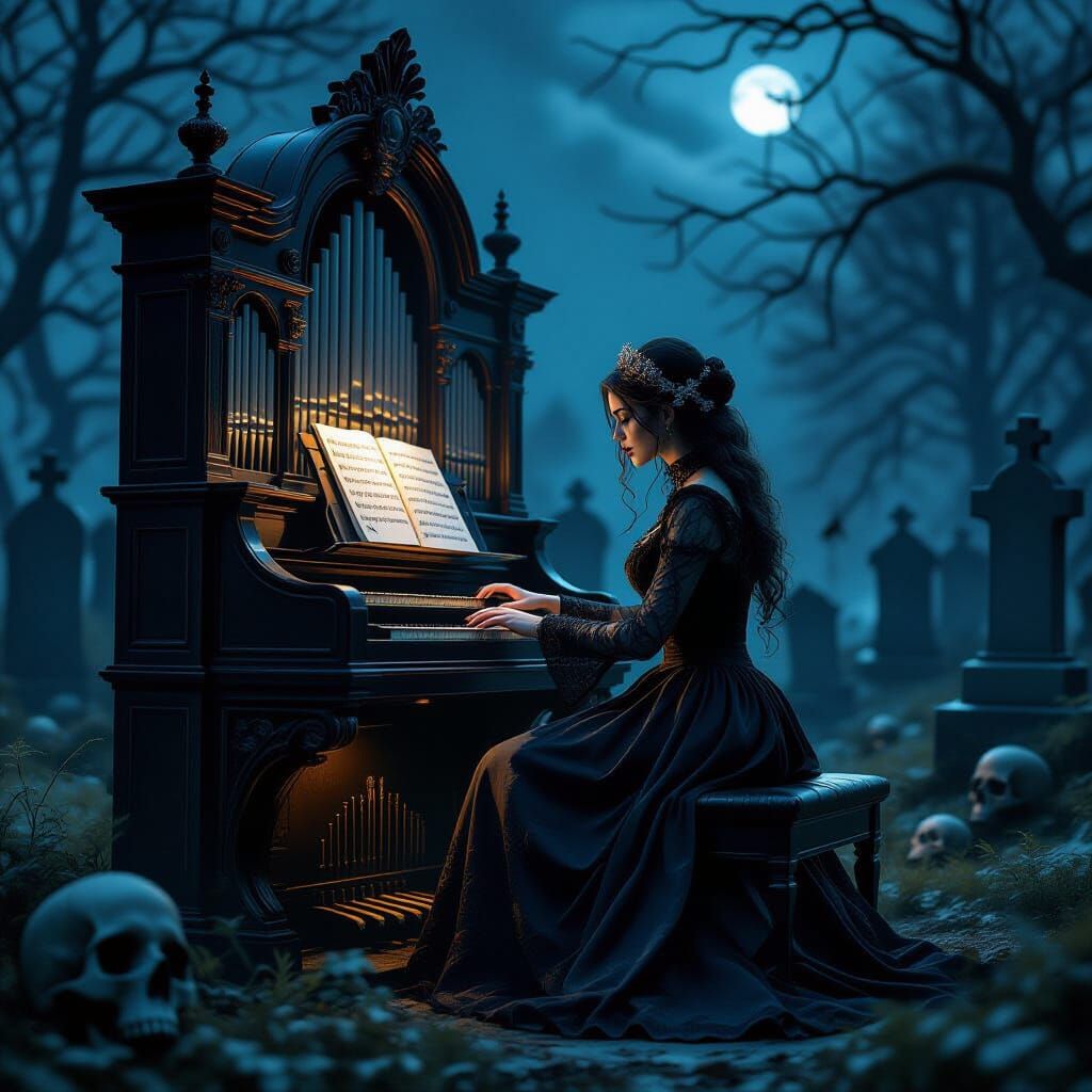 Gothic Organist Plays for Lost Love in Haunted Cemetery