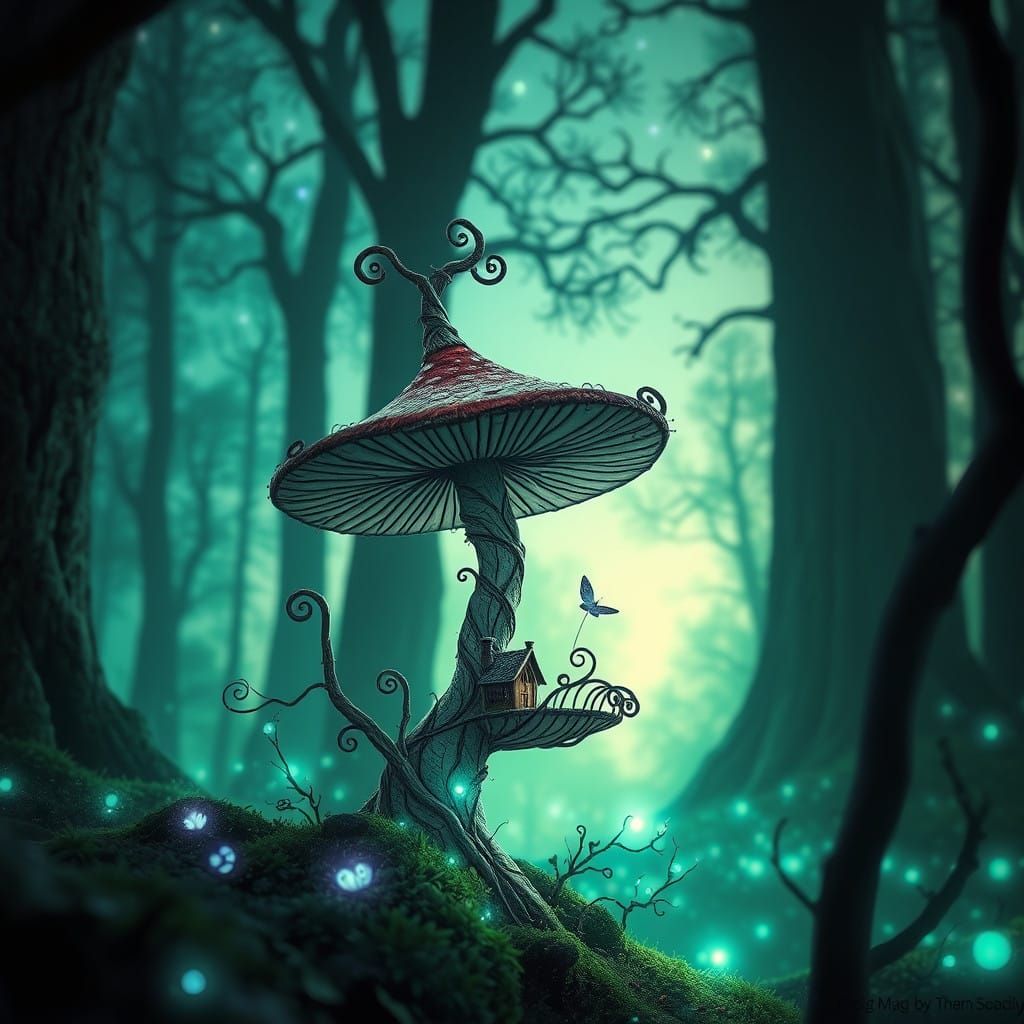 Enchanted Bioluminescent Forest in Whispering Woods
