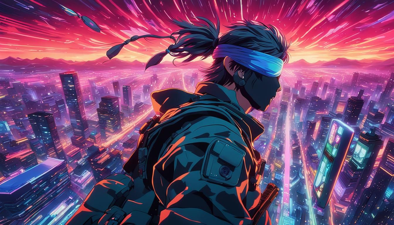 Synthwave Ninja in Flight: Anime Key Visual
