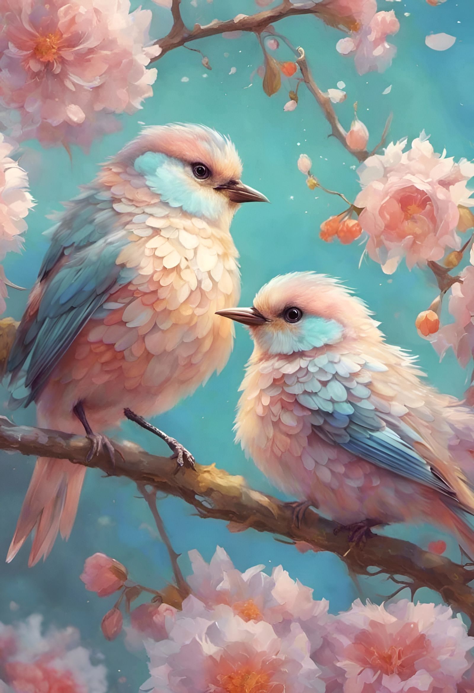 Two Pastel Birds