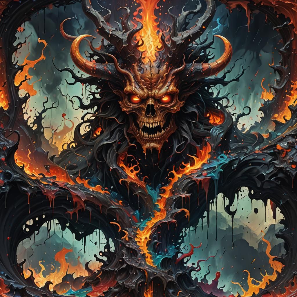 Hyperdetailed Hellscape Reflection in Epic Fantasy Art Style