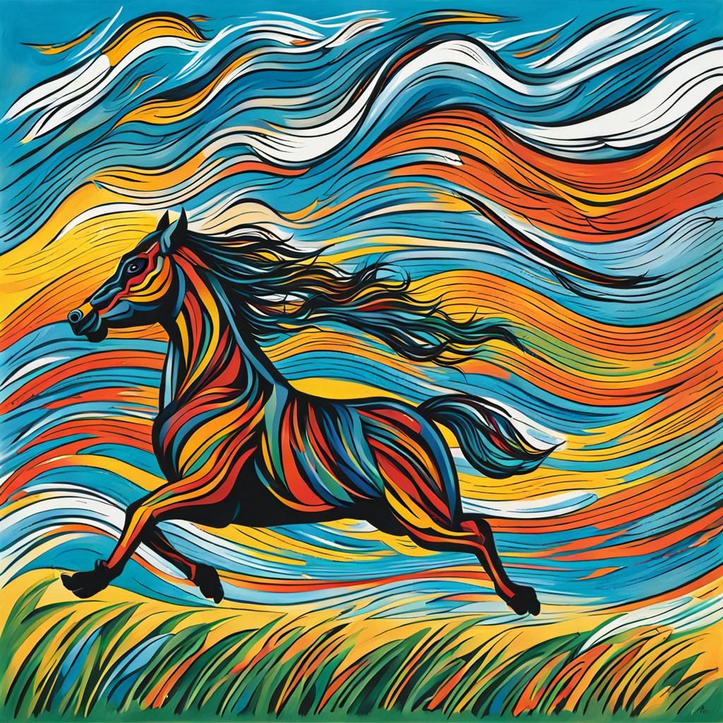Dynamic Colorful Image of Running with the Wind