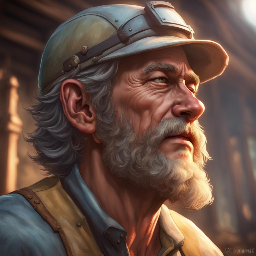 Bricklayer Dreams of Retirement: Hyperdetailed Digital Portr...