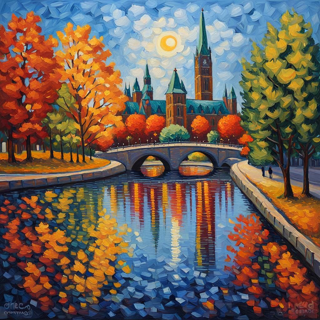 Ottawa, Canada in Neo-Impressionist Oil Painting Style