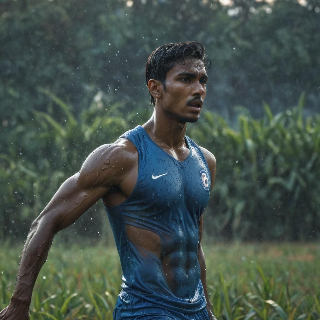 Indian Football Athlete in Splash Art Style