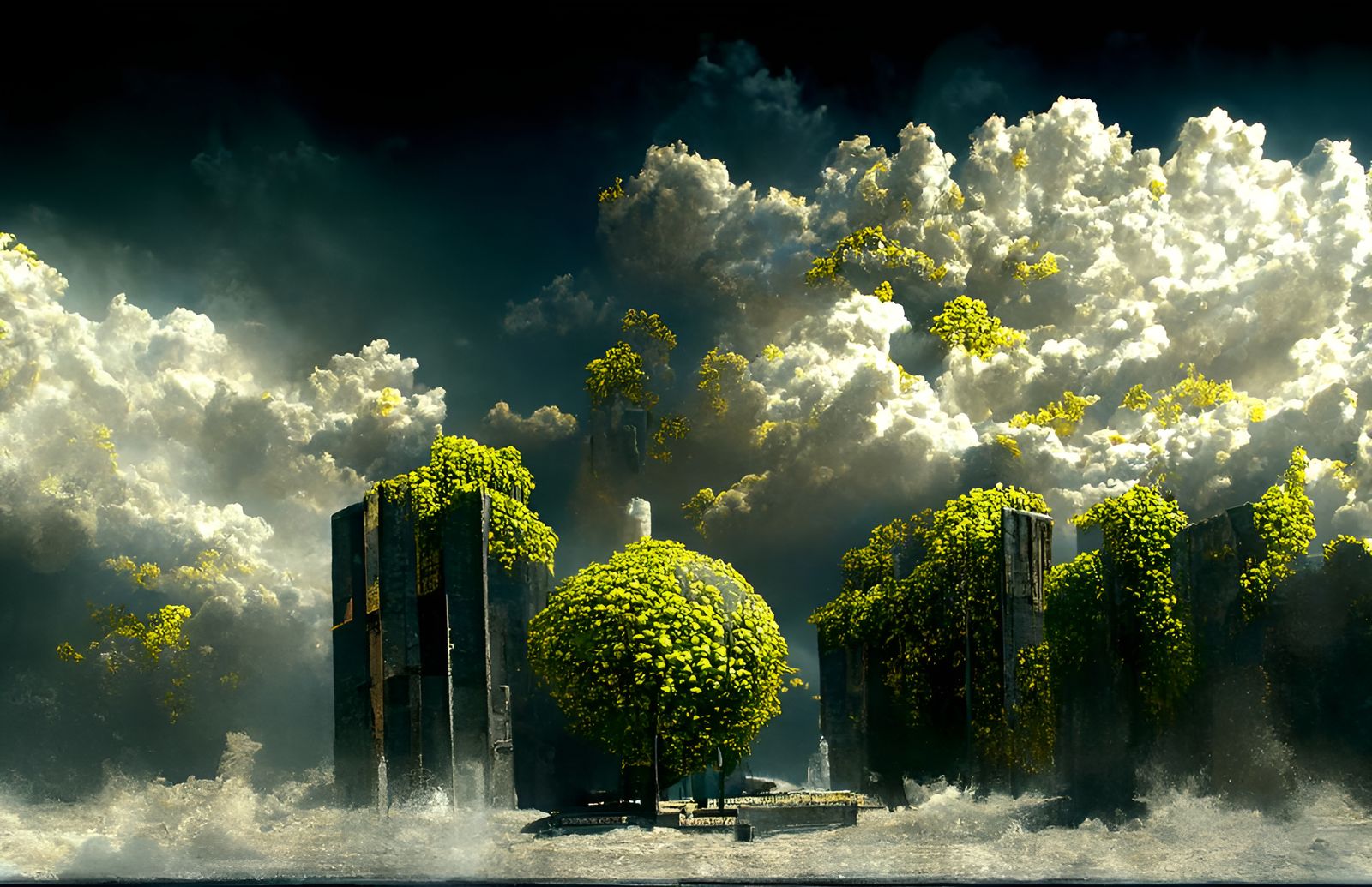 Dystopian Brutalist Architecture in Dark Colours