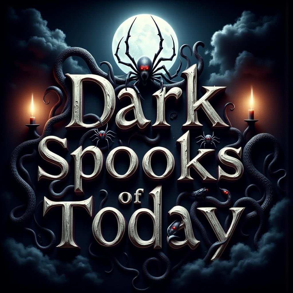 Gothic Illustration of Dark Spooks with Spiders and Snakes