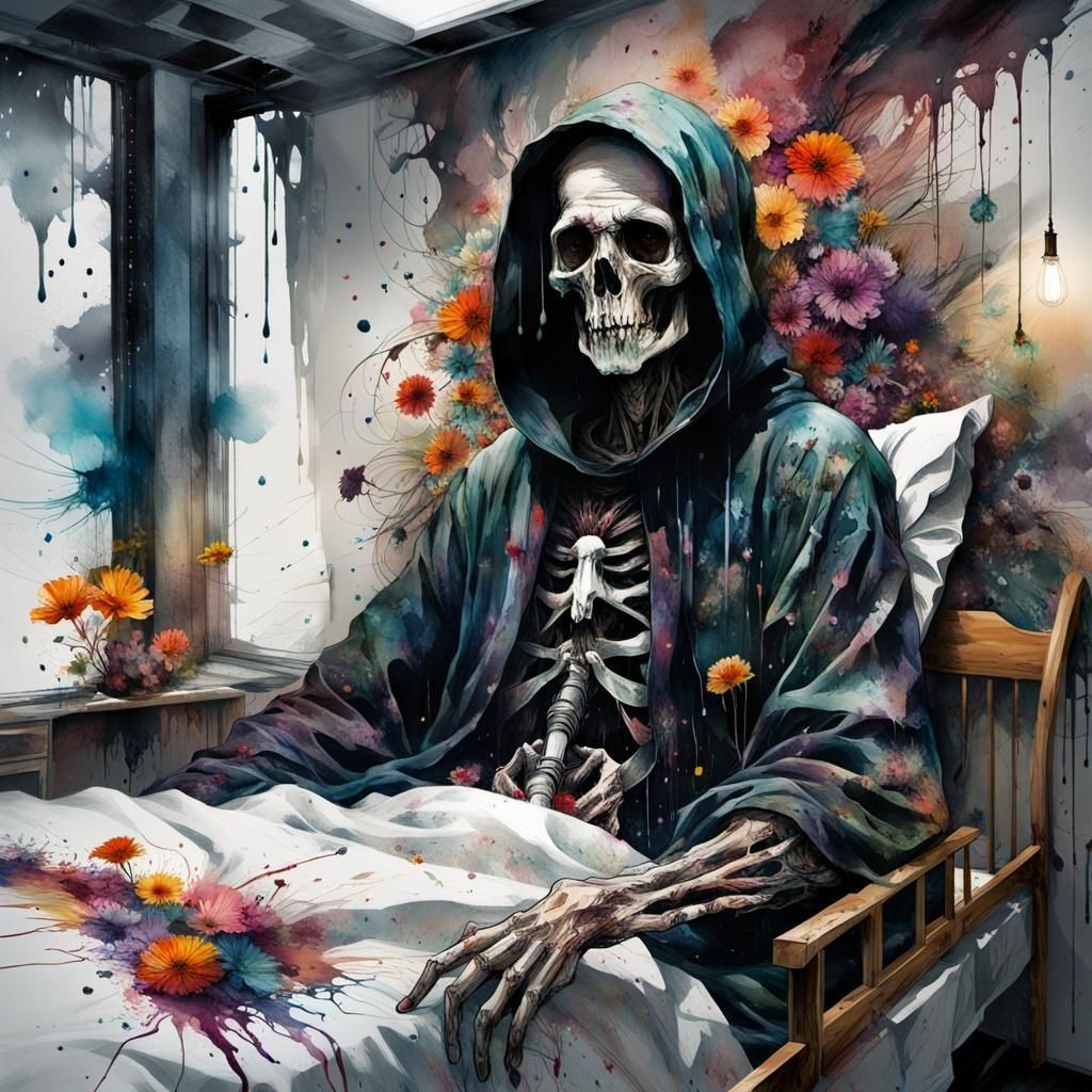 Moody Rainy Window in Stylized Watercolor Art