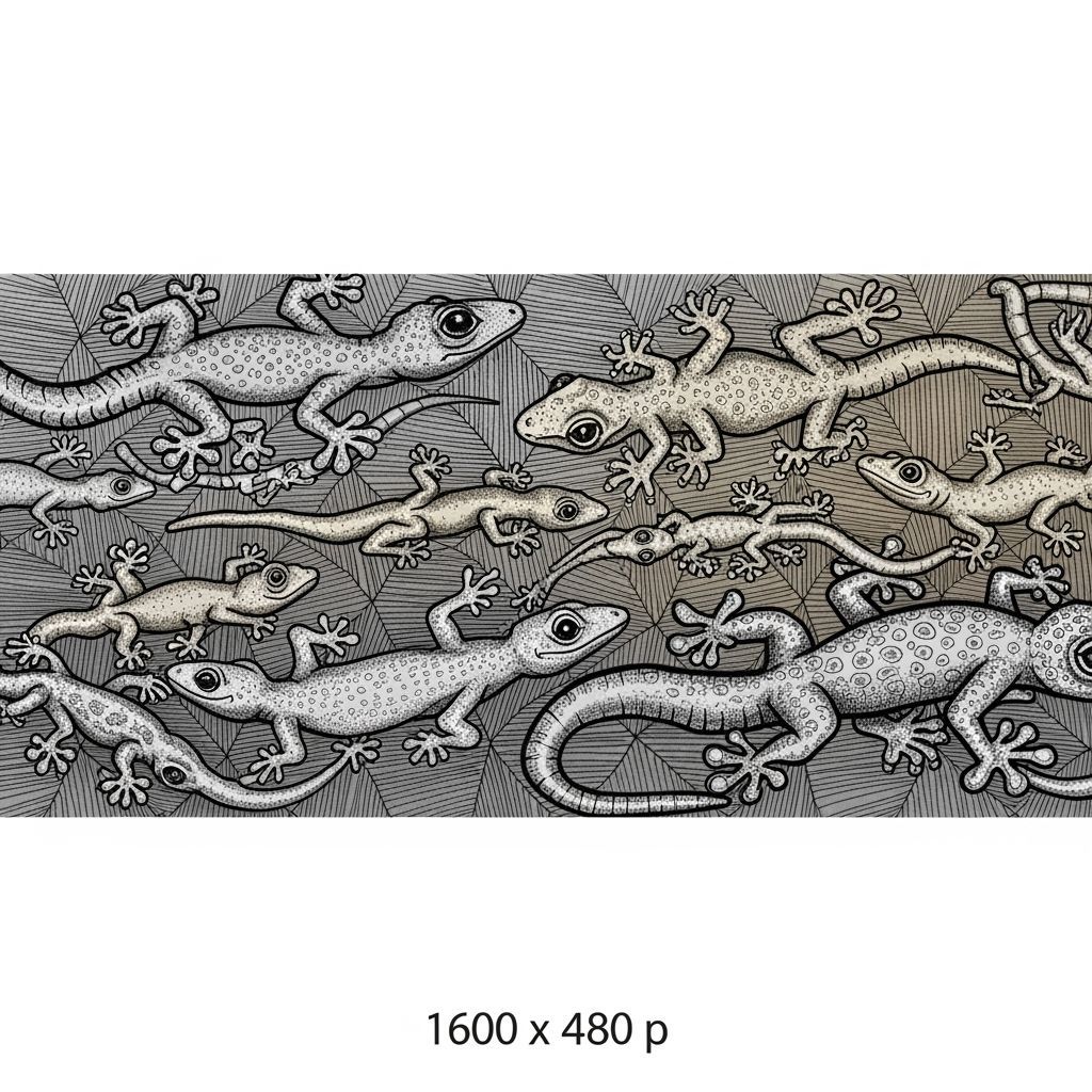 Gecko Metamorphosis in Escher Style
