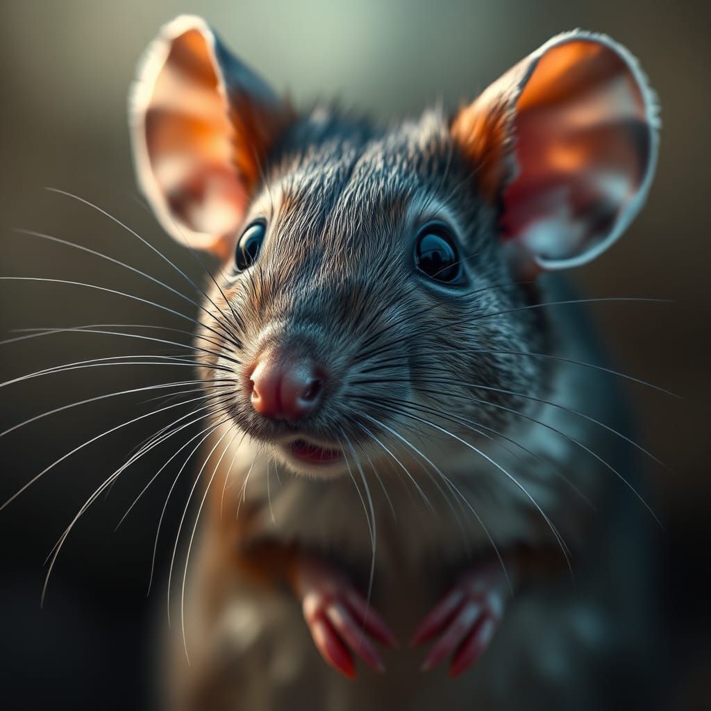 Hyperrealistic Mouse Portrait in Dark Fantasy Style