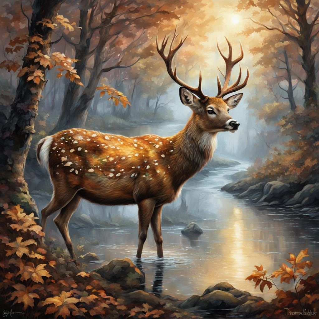 Monochromatic Portrait of a Deer in a Wooded Forest