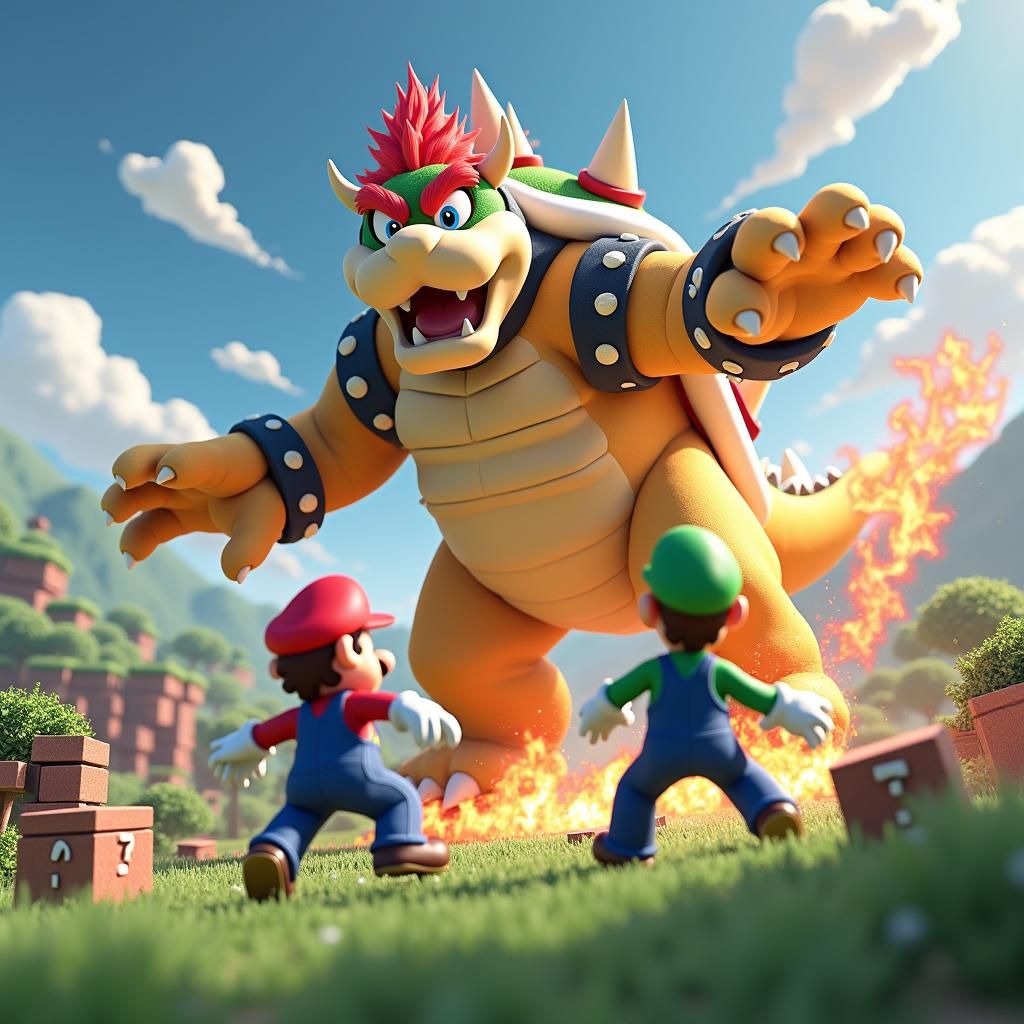 Mario and Luigi vs Bowser: Epic 3D Render