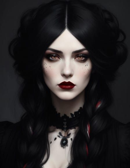 Gothic 1920s Woman with Dramatic Makeup and Hair