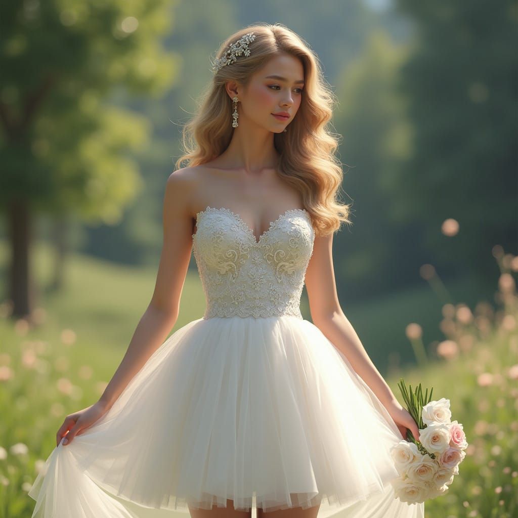 Vintage-Inspired Strapless Wedding Dress in Whimsical Fantas...