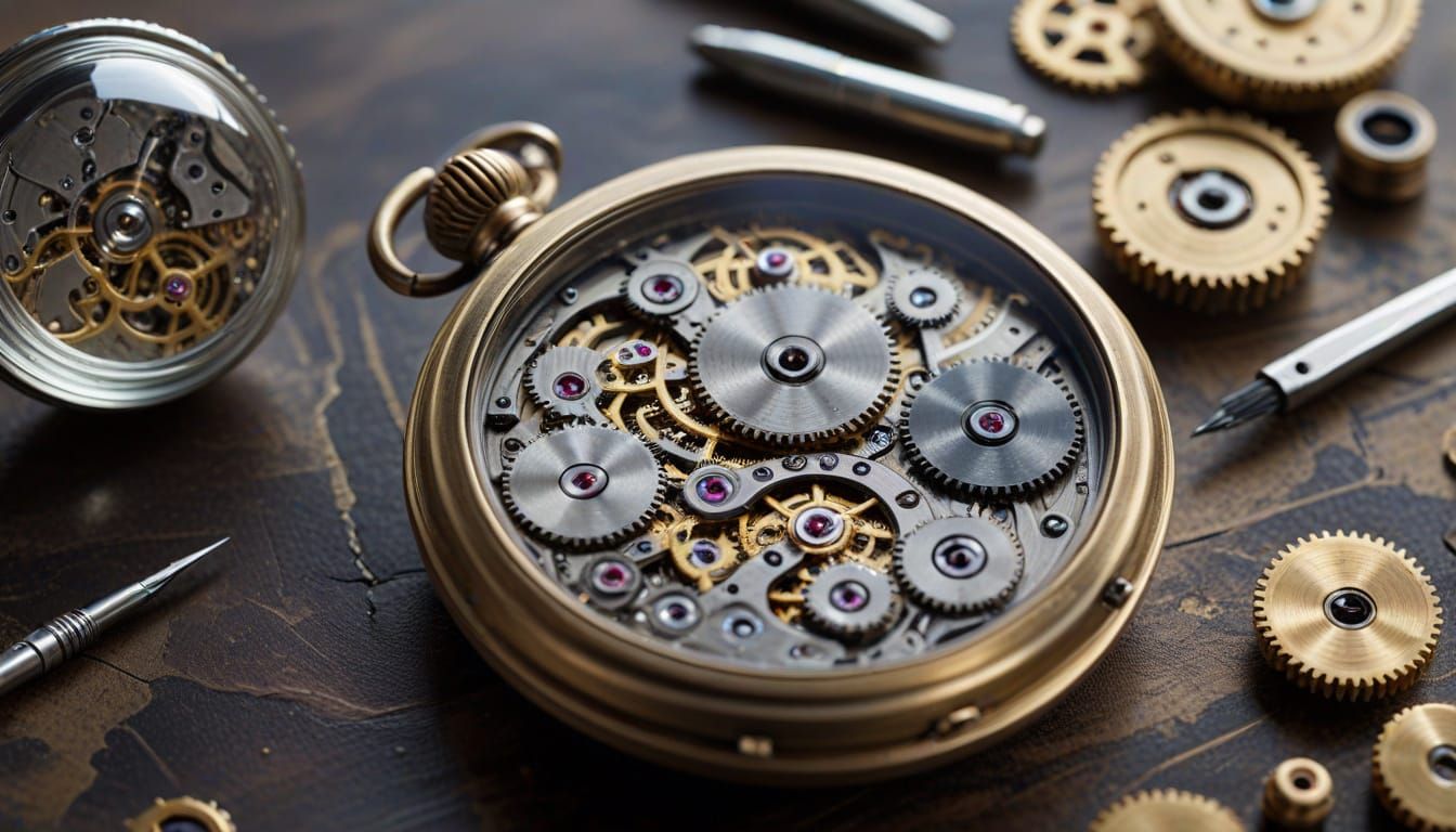 Hyper-Detailed Pocket Watch Workbench and Craftsmanship