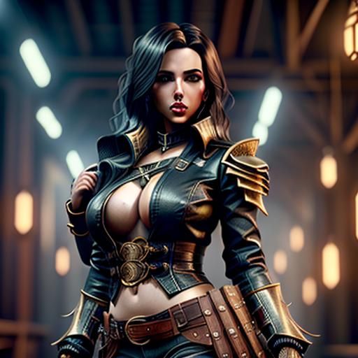 <lora:pretty woman:1.0> a young woman with dark wavy hair wi...