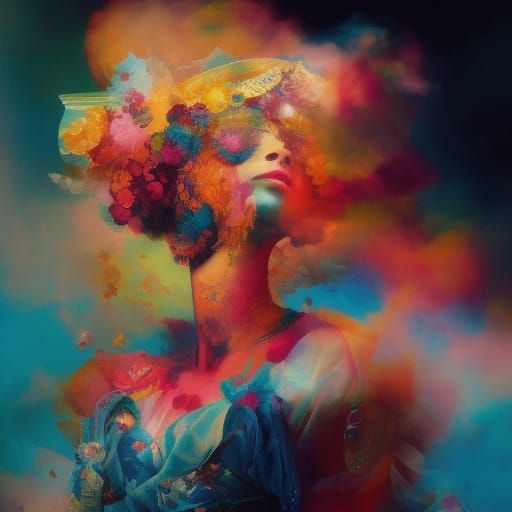 Woman Paints Hologram in Polychromatic Graffiti Art Style