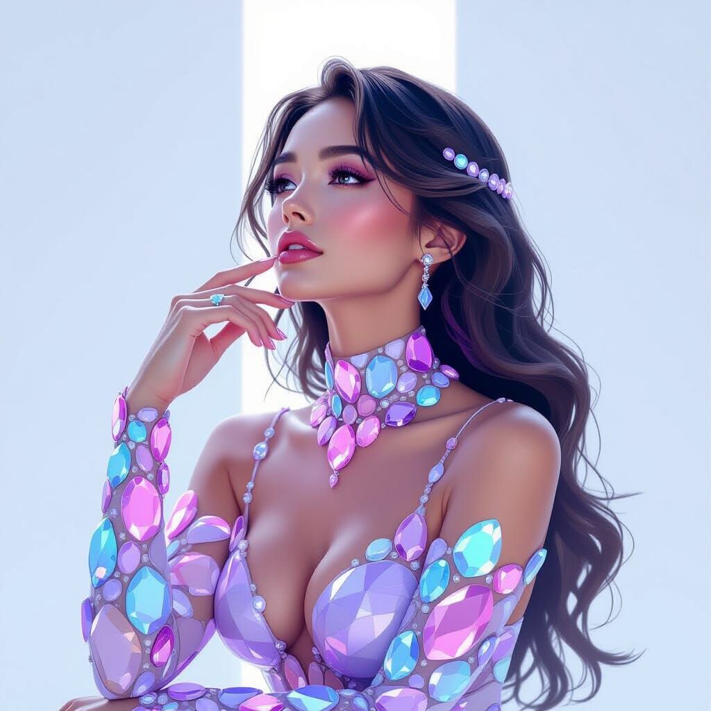 Luminous Stone Woman: Futuristic Minimalist Portrait