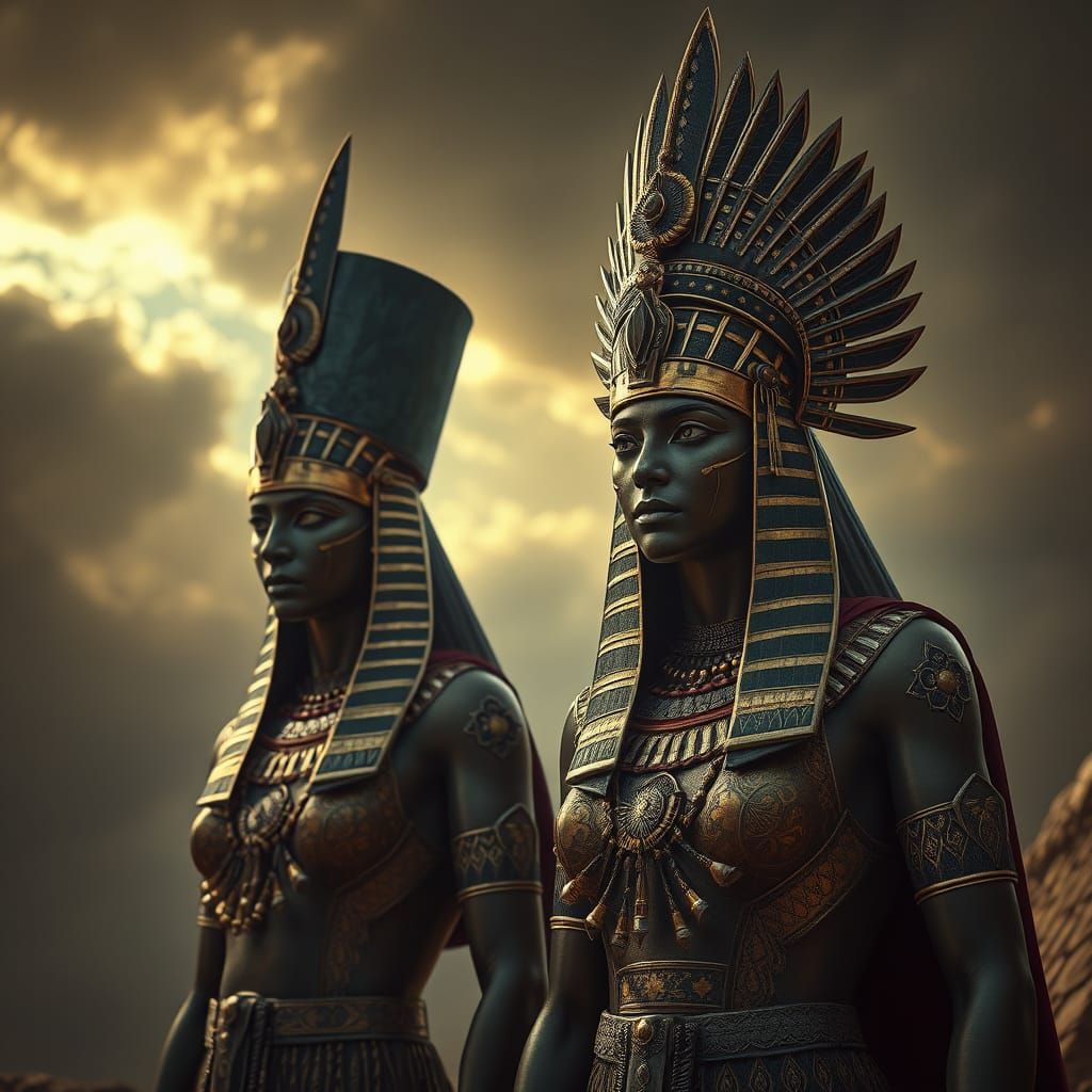 Ancient Egyptian Gods in a Cinematic, Hyperrealistic Scene