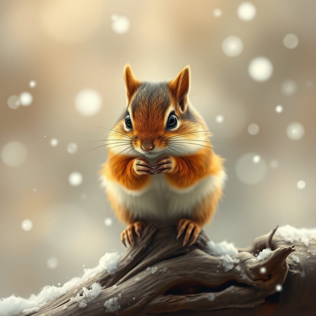 Golden Chipmunk Portrait in Soft Focus