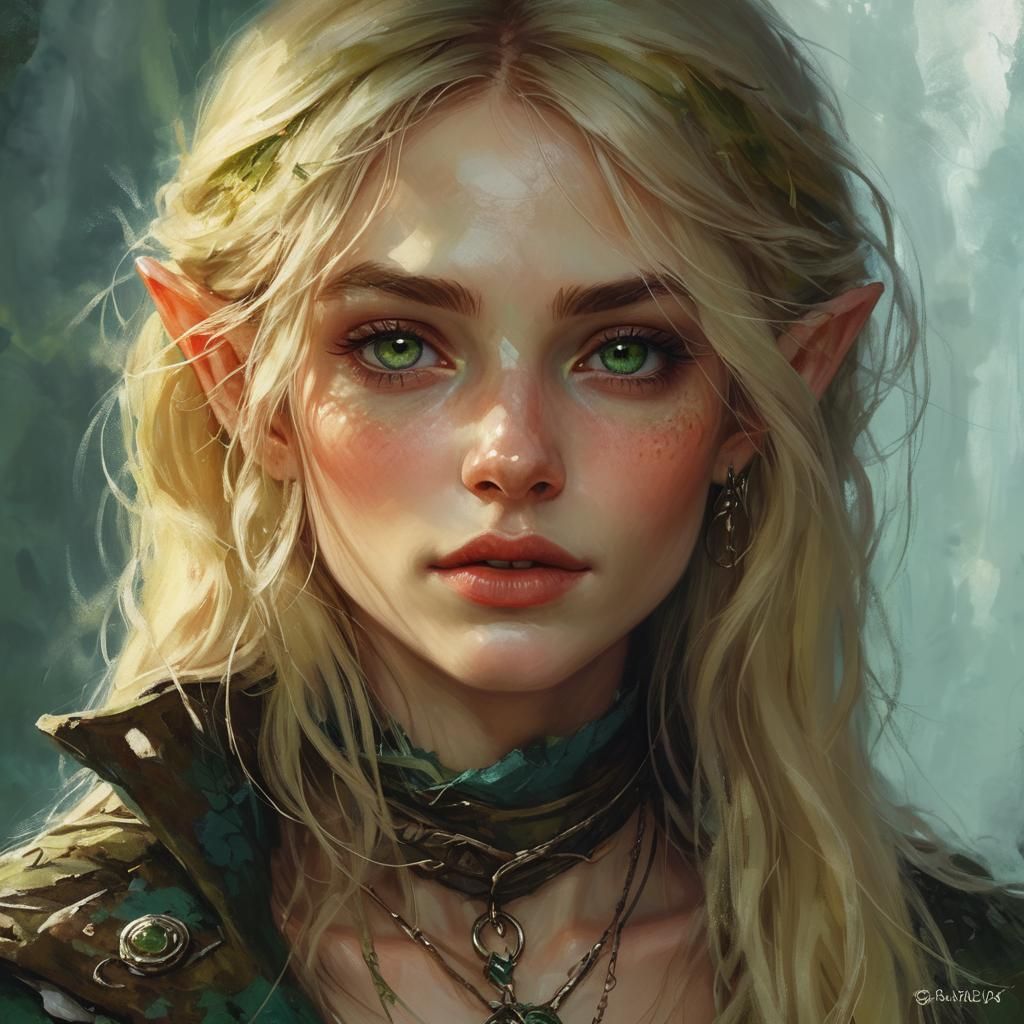 Ethereal Elf Portrait in Mystical Forest