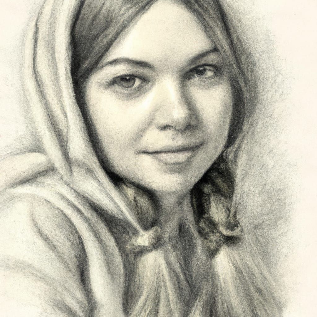 Fair Maiden Portrait in Photorealistic Pencil Sketch