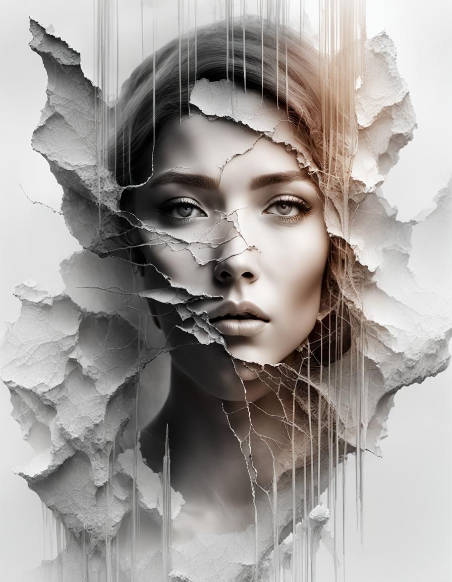 Cracked Clay: Double Exposure Portrait of Woman