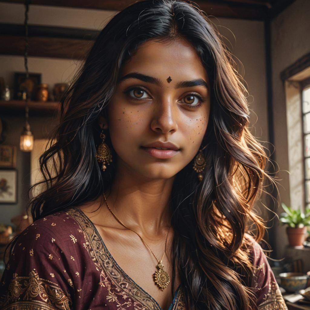 Gorgeous Indian Woman's Selfie in Natural Lighting