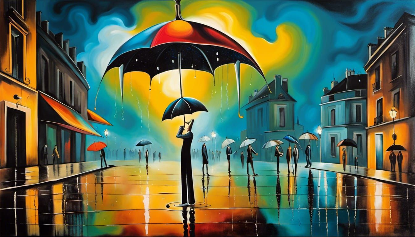 Surreal Paris Nightclub with Upside Down Umbrella